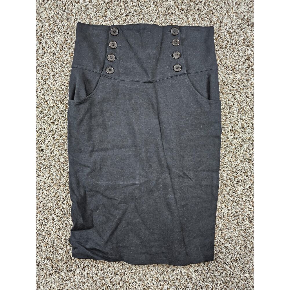Kosmika Womens Sz M Midi Length Pencil Skirt Black Y2K